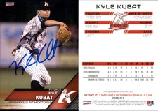 Kyle Kubat Signed 2017 Choice Kannapolis Intimidators #16 Card