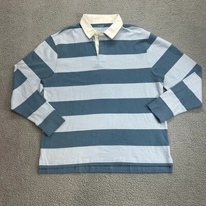 NWT J Crew Rugby Shirt Blue Stripes Mens Size XL Long Sleeve Collar MSRP $148 - Picture 1 of 8