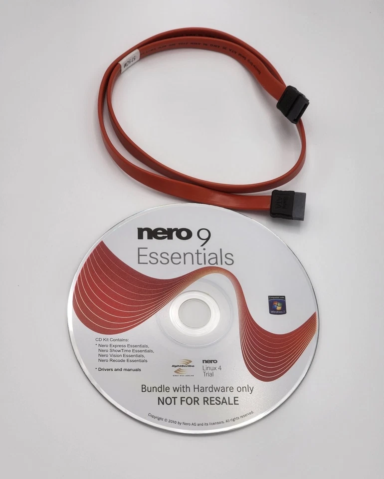 NERO MULTIMEDIA SUITE 9 ESSENTIALS INSTALLATION DISC and SATA data cable bundle - Image 1 of 2
