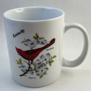 Vintage Kentucky Souvenir Mug w/ Cardinal Bird, Dogwood Tree, White Flowers - Picture 1 of 5