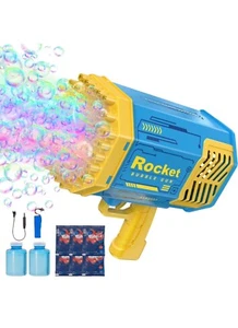 Bubble Machine Gun, Bubble Gun with Lights, Bubble Solution 69 Holes Bubble Gun - Picture 1 of 6