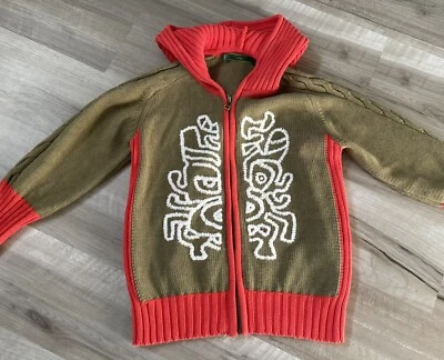 Suéter com capuz oleoso infantil meninas tamanho 6/7 (128) zíper completo com lindo detalhe - Imagem 1 de 4