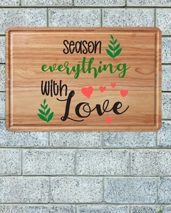Season With Love Kitchen Sign Plaque Metal Aluminum 8"x12" Cutting Board Design - Picture 1 of 1