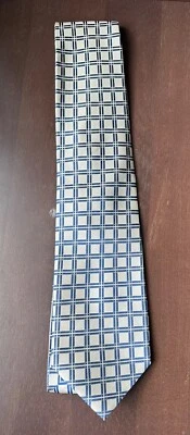 ANTONIO RICCI Couture MENS TIE Navy blue & Beige 100% silk handmade - Image 1 of 4