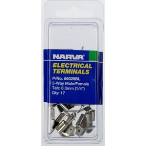 Narva 2 Way Male Female Connector Non Insulated - Tab Size 6.3mm 17 Pack - Picture 1 of 4