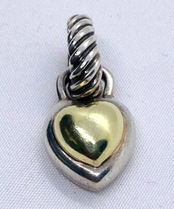 David Yurman 14K Gold & Sterlingsilber gepufftes Herz Anhänger Verstärker - Bild 1 von 9