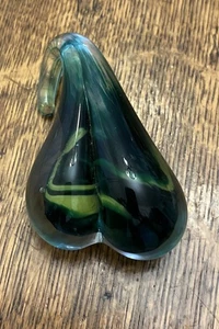 Murano Glass Freeform Paperweight Hand Blown Italian Green Flowing Swirl - Picture 1 of 7