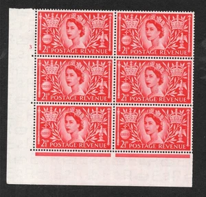 1953. Coronación. SG532. Bloque de cilindros 2 1/2d rojo carmín 3 (sin punto). Fino MNH. - Imagen 1 de 1