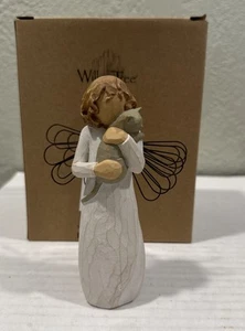Estatuilla de sauce DEMDACO 2003 CON AFECTO niña ángel sosteniendo gato 5,5" - Imagen 1 de 4