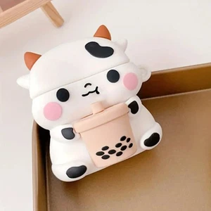Boba Milk Cow AirPods Case – Cute Silicone Cover with Keyring - Picture 1 of 12