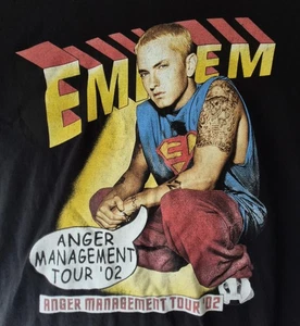 Eminem Anger Management Tour '02 T Shirt Men's Medium Black Graphic Tee - Picture 1 of 6