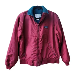 Vintage LL Bean Men's M Warm Up Bomber Jacket Fleece Lined Burgundy Teal  - Picture 1 of 14