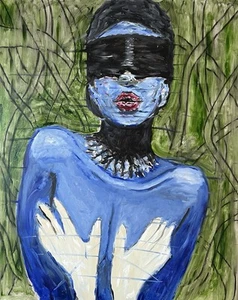 Blindes Verlangen, Moderne Abstrakte Kunst Gerahmt Ölfarben Malerei Frau - Bild 1 von 21
