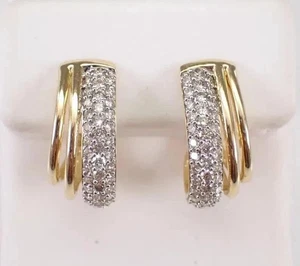 2 kt Rundschliff simulierter Diamant Clip auf Creolen in 14 Karat Gelbgold plattiert - Bild 1 von 5