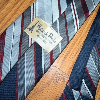 Marc De Paris 男式正式领带蓝色红色条纹格子领带 — 第 1/3 张图片