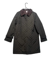 Sundance Quilted Barn Long Coat Women Brown Utility Corduroy Collar Chore Preppy - Picture 1 of 18