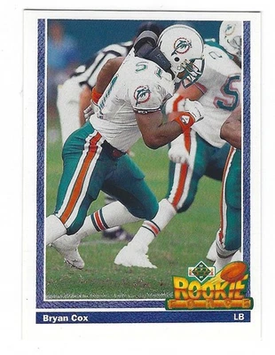 1991 UPPER DECK BRYAN COX ROOKIE FORCE CARD DOLPHINS - Image 1 of 2