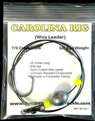 JUST BITTEN FISHING TACKLE Carolina Rig (wire leader) - Choose size