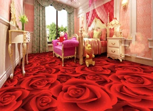 3D Red Rose 933 Floor WallPaper Murals Wall Print Decal AJ WALLPAPER US Summer - Picture 1 of 5