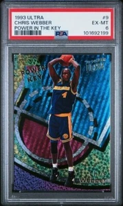 1993 ULTRA CHRIS WEBBER RC ROOKIE POWER IN THE KEY #9 PSA 6 - Picture 1 of 2