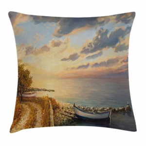 Art Throw Pillow Case Romantic Sunrise by Sea Square Cushion Cover 18 Inches - Picture 1 of 1