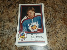 1982-83 VICTORIA COUGARS STU KULAK WHL PLAYER CARD 