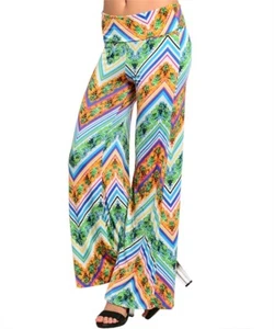 CLEARANCE Women's "Garden Paradise" Palazzo Pants Vibrant Colors Floral Pattern - Picture 1 of 2