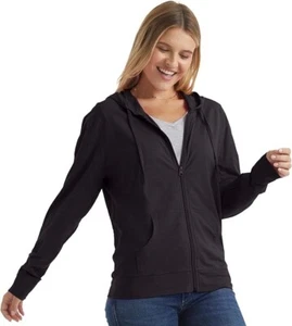 Hanes Women's Slub Jersey Hoodie 100% Cotton Pouch Pockets Lightweight 2XL - Picture 1 of 11