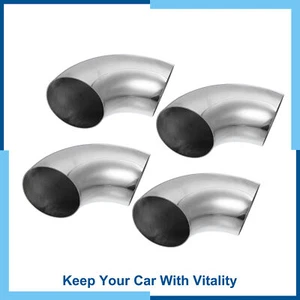 Universal Pack (4) OD 3.5 Inch 90 Degree Mandrel Bend Tube Exhaust Elbow Pipe - Picture 1 of 7