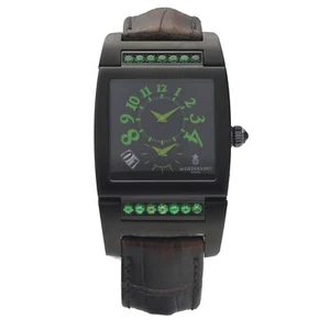 de Grisogono UNO DF N28/A Black PVD Green Gem Leather Automatic Men's Watch - Picture 1 of 7