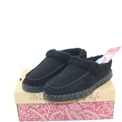 MUK LUKS womens slippers shoe size 10 M black suede upper wool blend lining NEW - Image 1 of 4