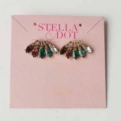 Stella&Dot Crystal Statement Stud Earrings Retro Women Party Vacation Jewelry - Photo 1/4