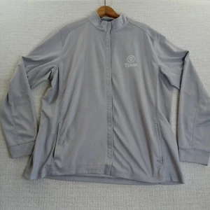 Tyson Jacket Women 2X Gray Herringbone Lightweight Full Zip Embroidered Logo EUC - Picture 1 of 15