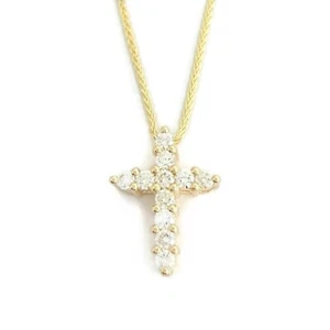 Diamond Cross Pendant Necklace 14K Yellow Gold, .65 CTW - Picture 1 of 6
