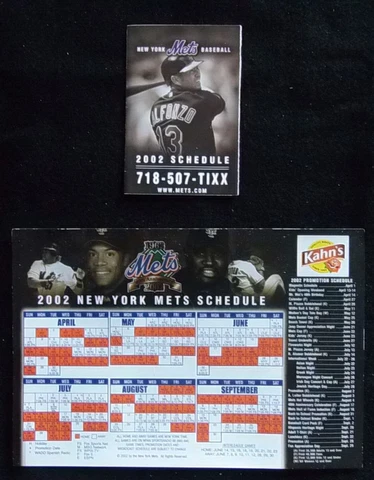 2002 NEW YORK METS MAGNET AND POCKET SEASON SCHEDULES Cover