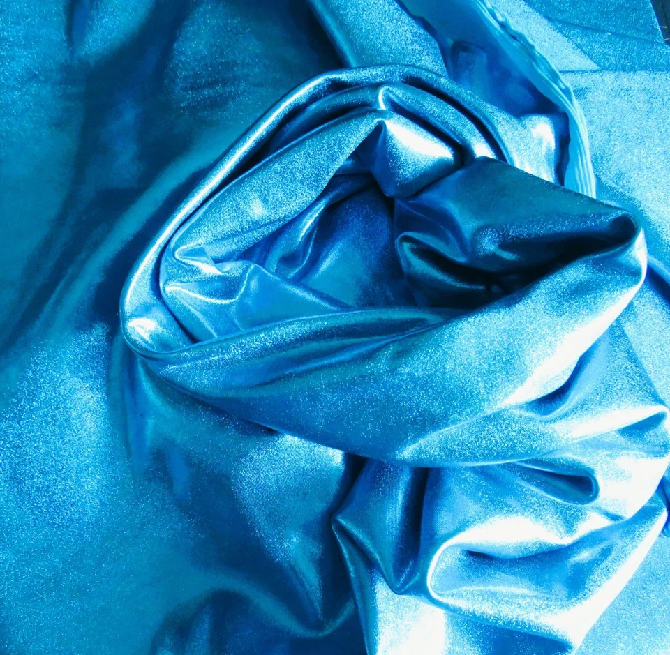 Striking Metallic Mediterranean Blue 2way Stretch Satin Lot 84" by 60" Wide - Image 1 of 2