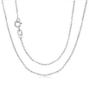 Fine Jewelry fo Women Wedding 18Karat White Gold Necklace 18K Rolo Chain 40-45CM - Picture 1 of 9