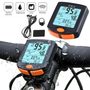 Wireless Waterproof Bicycle Bike Cycle LCD Digital Computer Speedometer Odometer - Picture 1 of 10