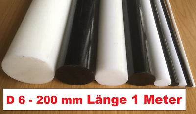 POM Rundstab Länge 1 m!!! D6-200mm POM C Vollmaterial Kunststoff Stab 1000mm s/w - Bild 1 von 4