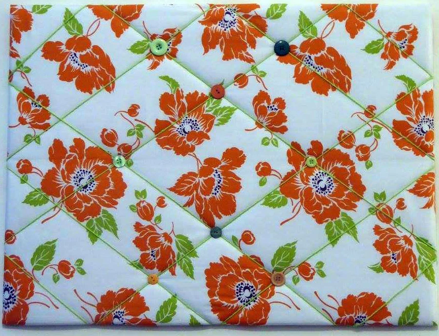 Handmade padded fabric memory boards, with string and buttons, mixed colours - Image 1 of 1