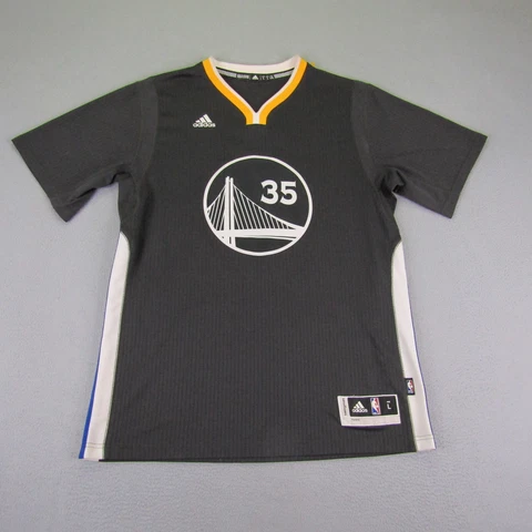 Golden State Warriors Shirt Men Large Black Kevin Durant Adidas NBA Basketball ^ Cover