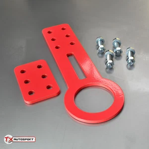Tow Hook Angled Universal Towing Eye 265mm Long - 60mm Loop Red Car Parts Rope - Picture 1 of 2