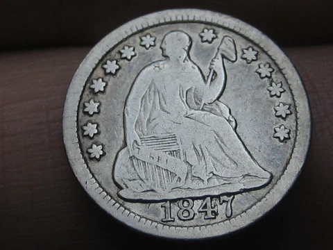 1847 P Seated Liberty Half Dime- Philadelphia, Fine Details Cover