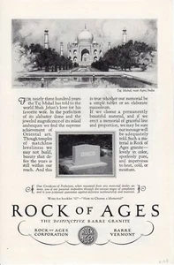Anuncio impreso vintage 1928 Rock of Ages Taj Mahal Dow lápida barra granito anuncio - Imagen 1 de 2