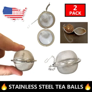 2-Pack Stainless Steel Mesh Tea Ball Infuser Strainers For Loose Leaf Teas US - Picture 1 of 9