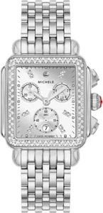 Reloj de lujo Michele Deco MWW06A000804 esfera plateada cronógrafo cuarzo para dama - Imagen 1 de 4