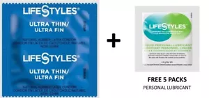100 CT Lifestyles Ultra Thin Condoms + FREE 5 Lifestyles lubricant packs - Picture 1 of 6