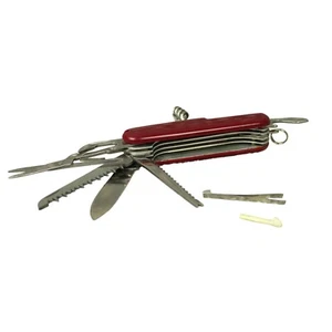 Vintage Victorinox Style China Multi Tool Blade Scout Camp Folding Pocket Knife - Picture 1 of 8