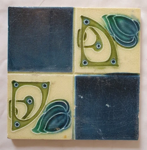 GORGEOUS ANTIQUE ART NOUVEAU DESIGN 6 INCH TILE Cover