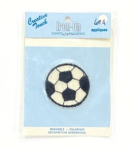 Vintage Soccer Ball Black & White 2" Patch Old School International Football NOS - Picture 1 of 4